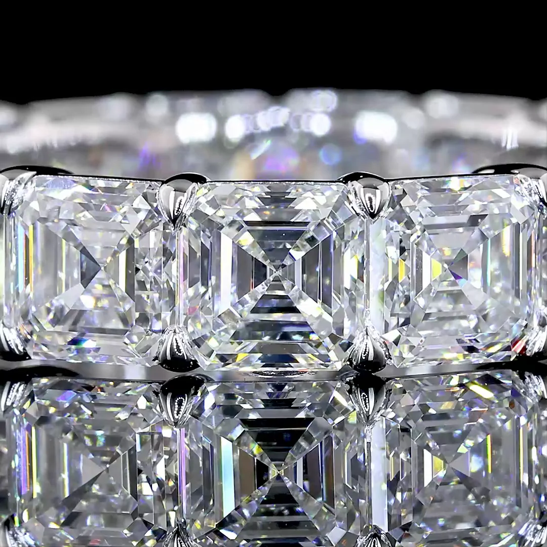 7.03 Cts 14k White Gold Asscher Shape Eternity Band Eternity Band - Image 3