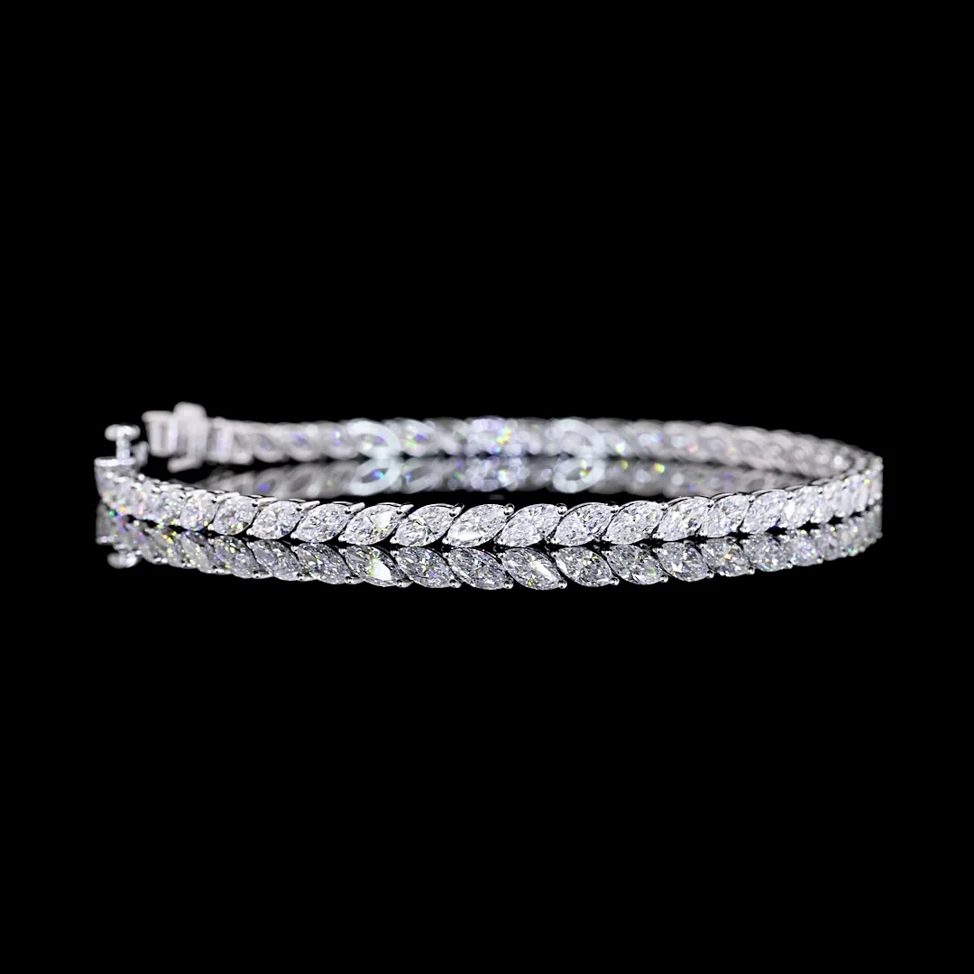 5.77 Cts 14k White Gold Marquise Shape Tennis Bracelet - Video