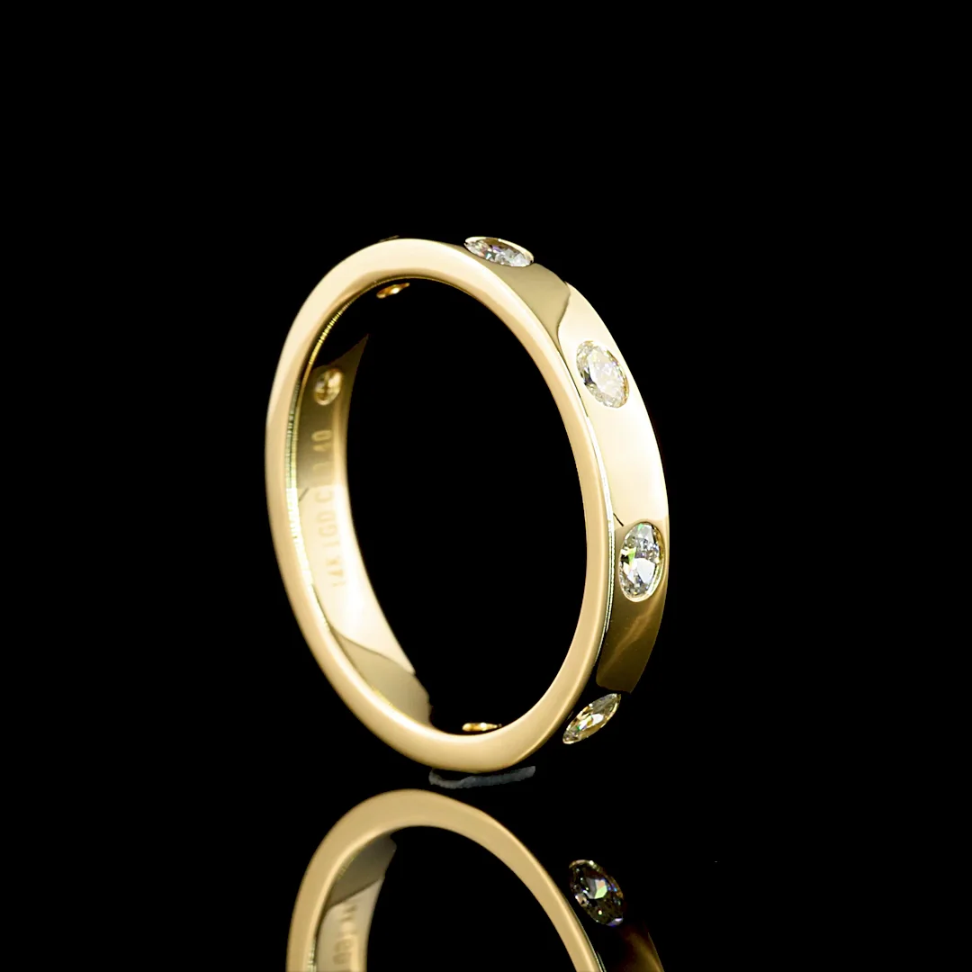 0.4 Cts 14k Yellow Gold Oval Shape 3/4 Band Eternity Band - Image 2