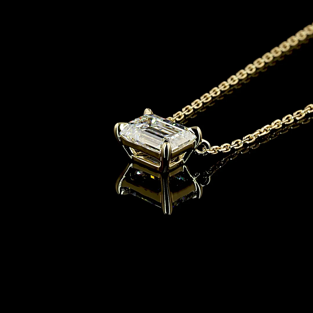 1.06 Cts 14k Yellow Gold Emerald Shape Solitaire Pendant - Image 3