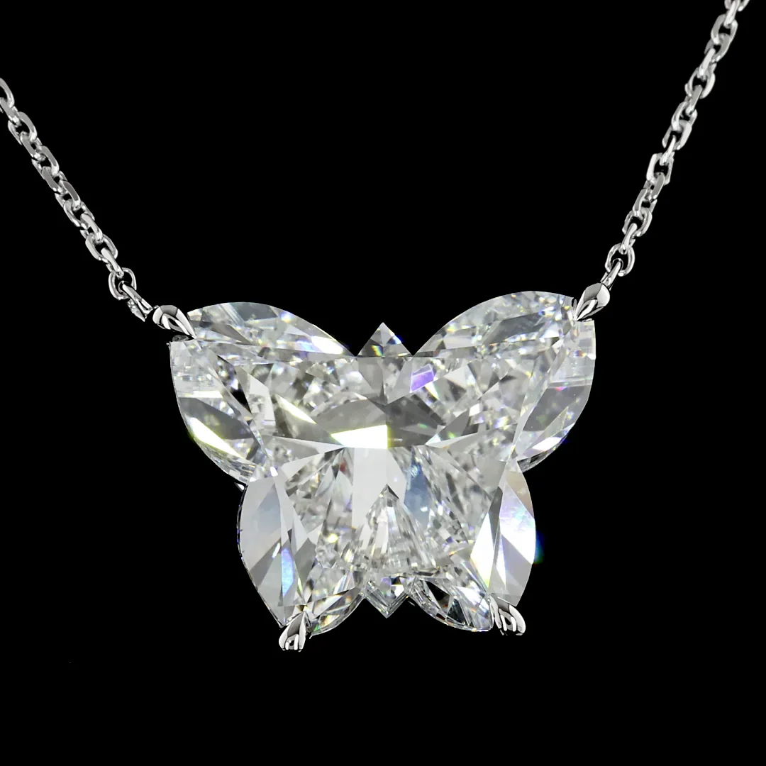 8.86 Cts 14k White Gold Butterfly Shape Symbol Pendant - Image 2