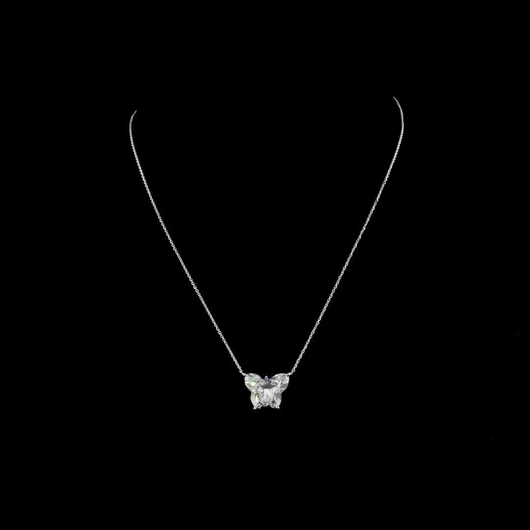 8.86 Cts 14k White Gold Butterfly Shape Symbol Pendant - Video