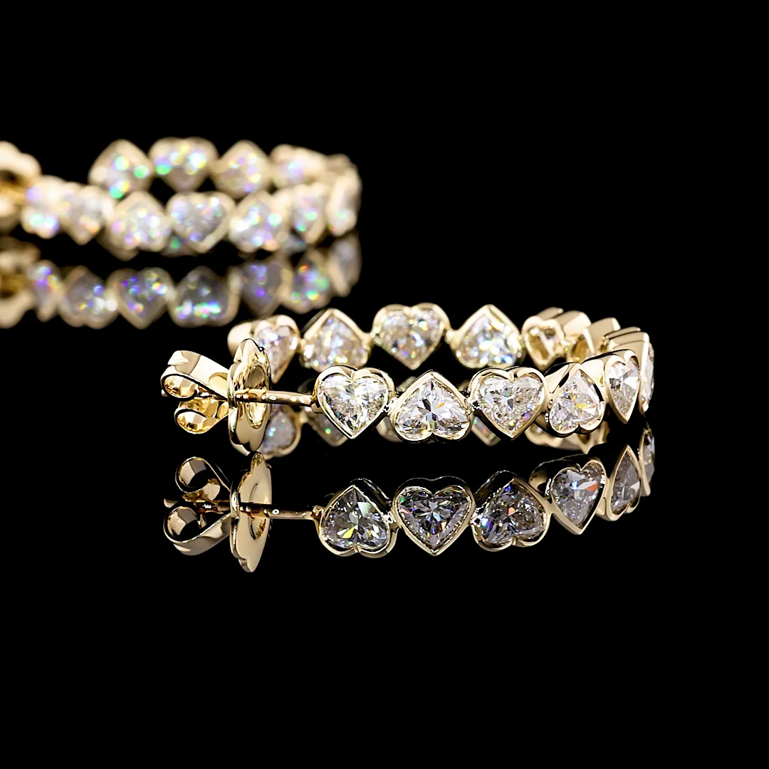 6.62 Cts 14k Yellow Gold Heart Shape C Hoops Earring - Image 4