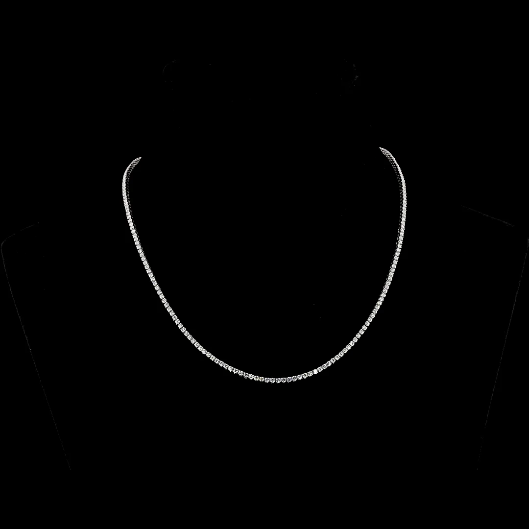 4.08 Cts 14k White Gold Round Shape Tennis Necklace - Video