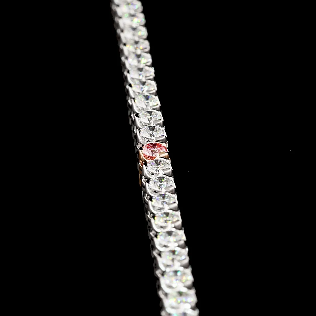 10.73 Cts 14k Two Tone Round Shape Tennis Necklace - Image 3