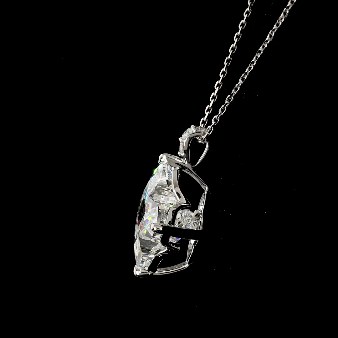 5.11 Cts 14k White Gold Princess Shape Pendant Pendant - Image 3