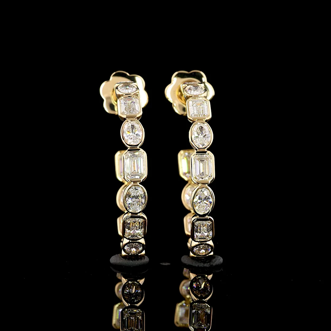 3.85 Cts 14k Yellow Gold Mix Shape C Hoops Earring - Video