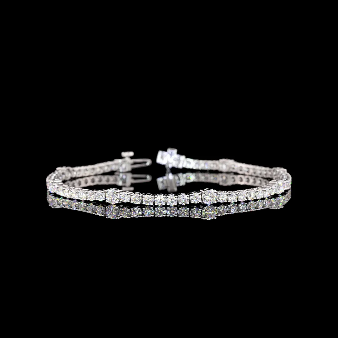 4.31 Cts 14k White Gold Round Shape Station Line Tennis Bracelet - Video