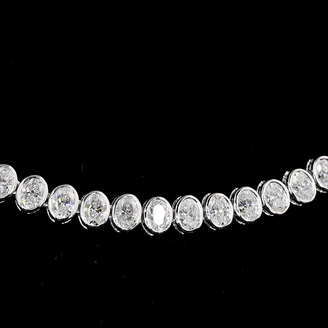 10.35 Cts 14k White Gold Oval Shape Tennis Necklace - Image 2
