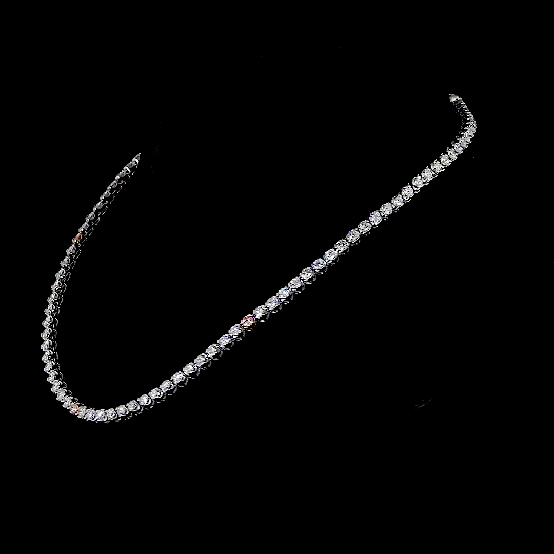 10.65 Cts 14k Two Tone Round Shape Tennis Necklace - Image 2