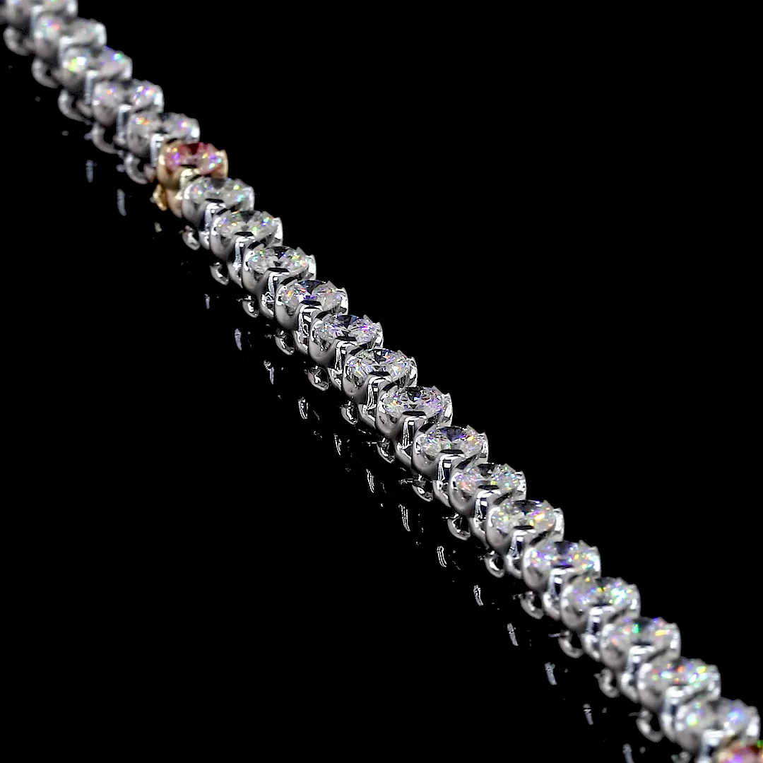 10.65 Cts 14k Two Tone Round Shape Tennis Necklace - Image 4