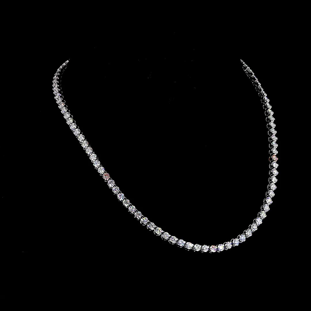 10.65 Cts 14k Two Tone Round Shape Tennis Necklace - Video