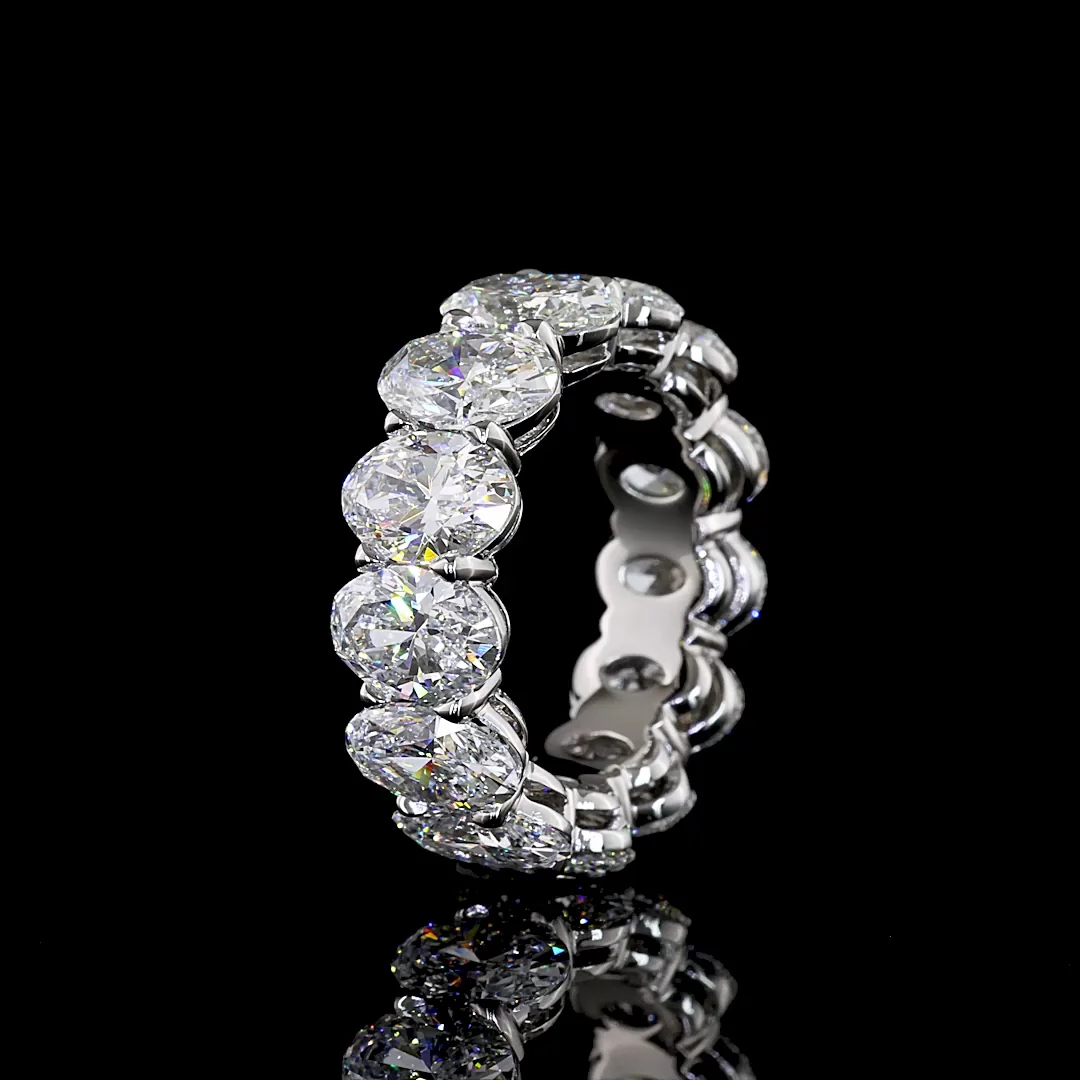 7.53 Cts Platinum Oval Shape Eternity Band Eternity Band - Image 4