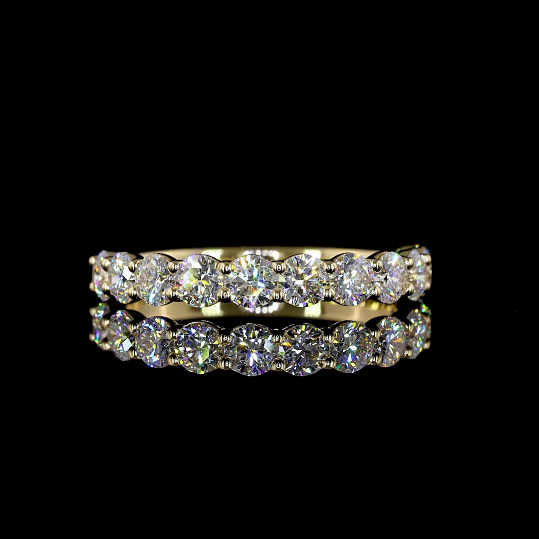 0.99 Cts 14k Yellow Gold Round Shape Half Eternity Eternity Band - Video