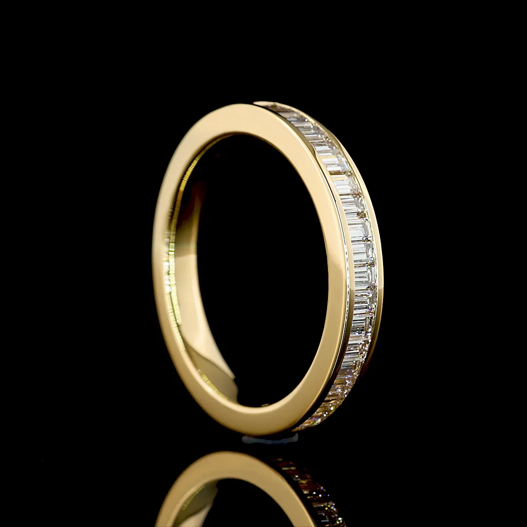 0.51 Cts 18k Yellow Gold Baguette Shape Half Eternity Eternity Band - Image 2