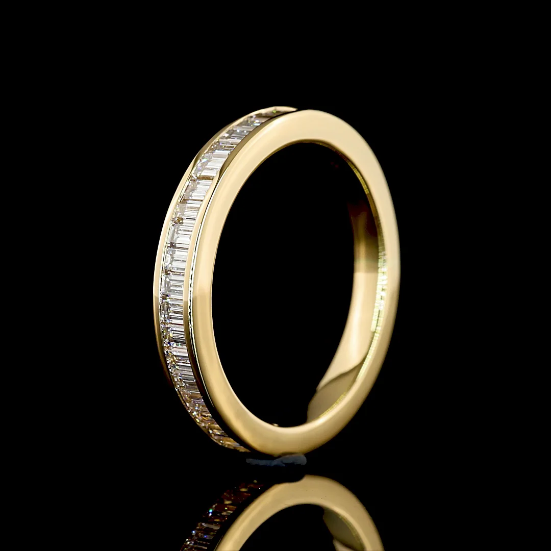 0.51 Cts 18k Yellow Gold Baguette Shape Half Eternity Eternity Band - Image 4