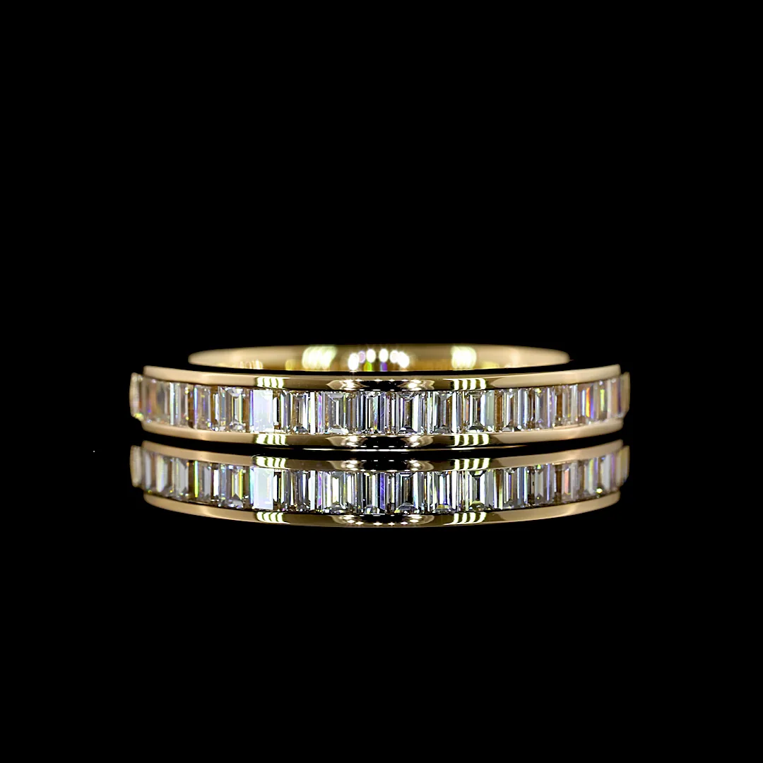 0.51 Cts 18k Yellow Gold Baguette Shape Half Eternity Eternity Band - Video