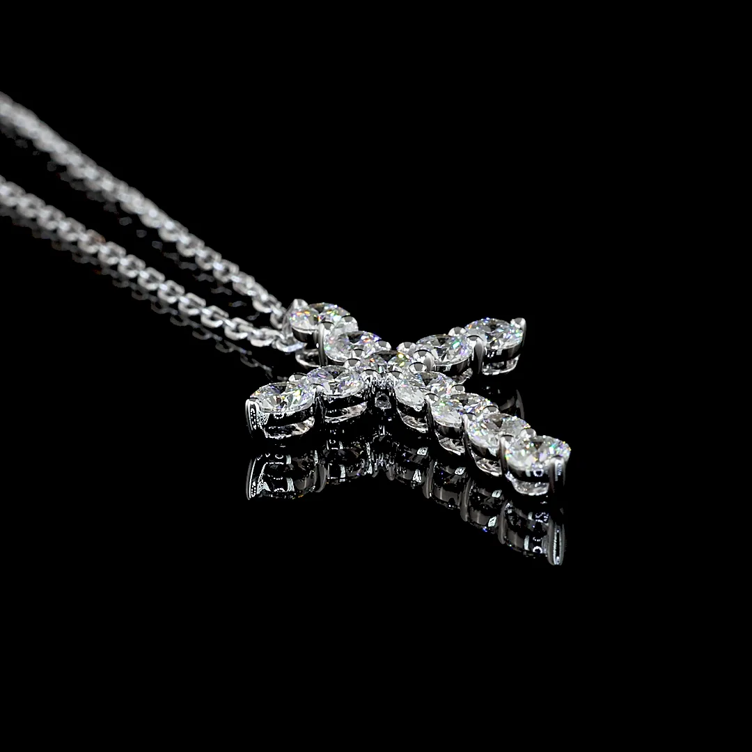 0.66 Cts 14k White Gold Round Shape Symbol Pendant - Image 4