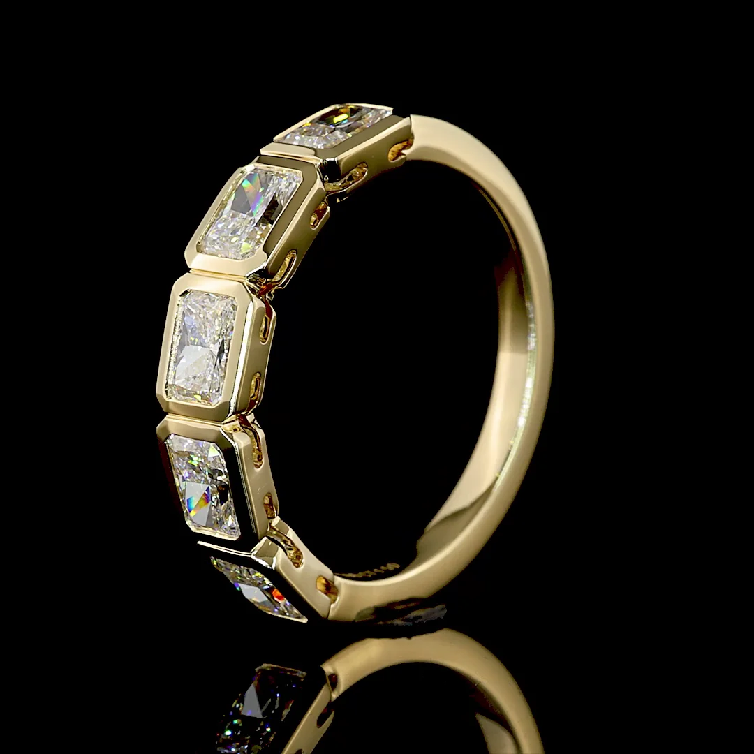 1.5 Cts 14k Yellow Gold Radiant Shape 5 Stones Eternity Band - Image 4