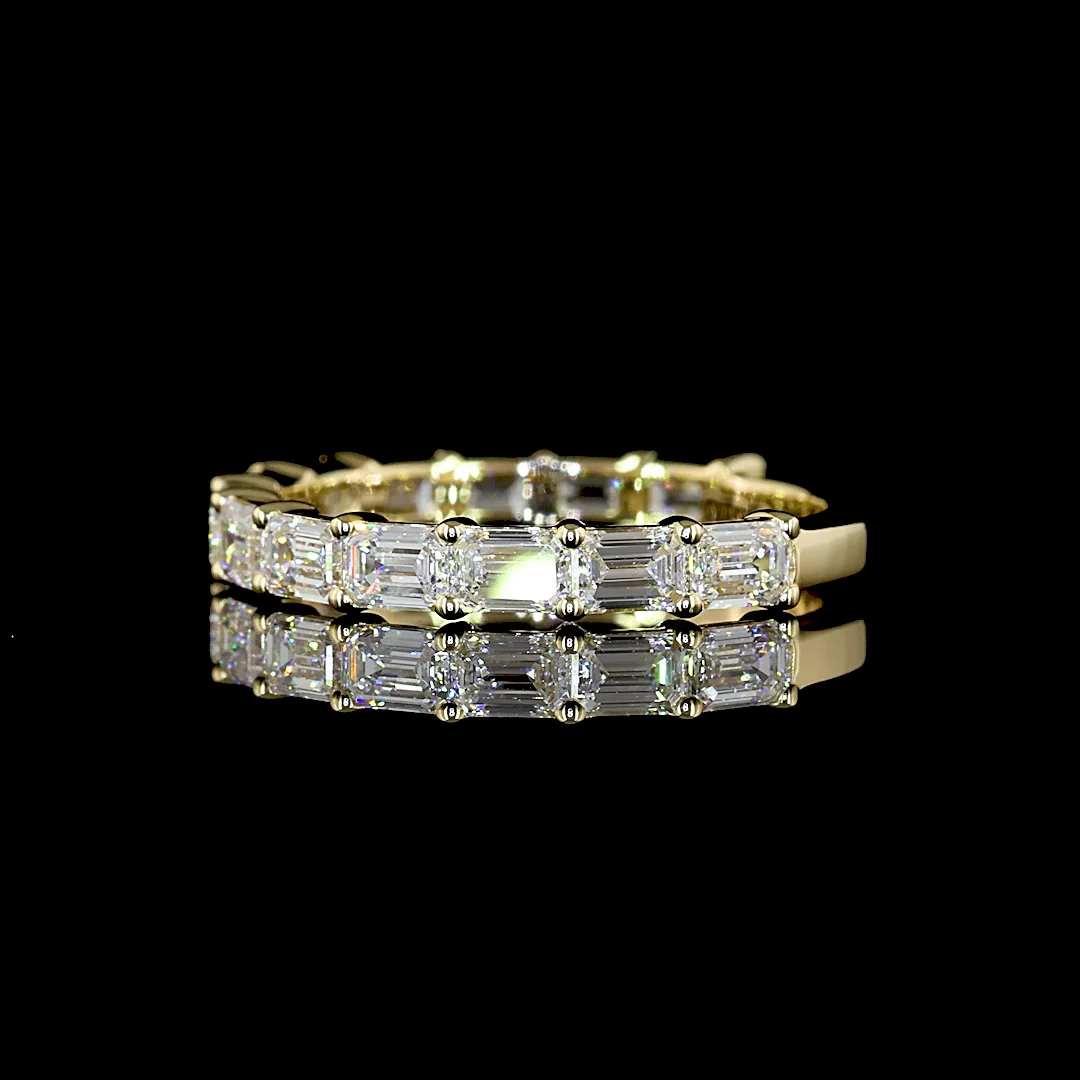 1.5 Cts 14k Yellow Gold Emerald Shape 3/4 Band Eternity Band - Image 2