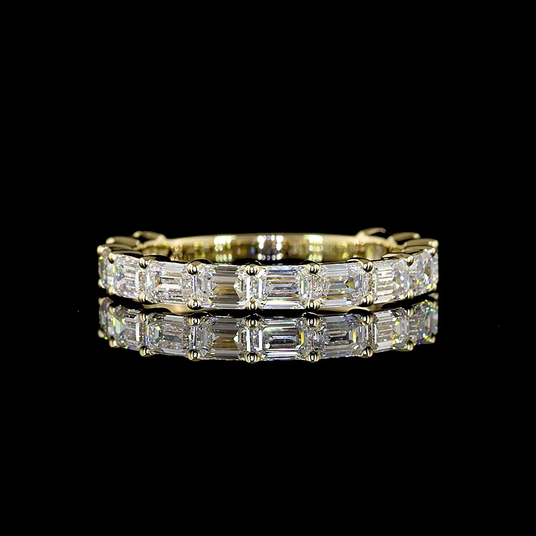 1.5 Cts 14k Yellow Gold Emerald Shape 3/4 Band Eternity Band - Video