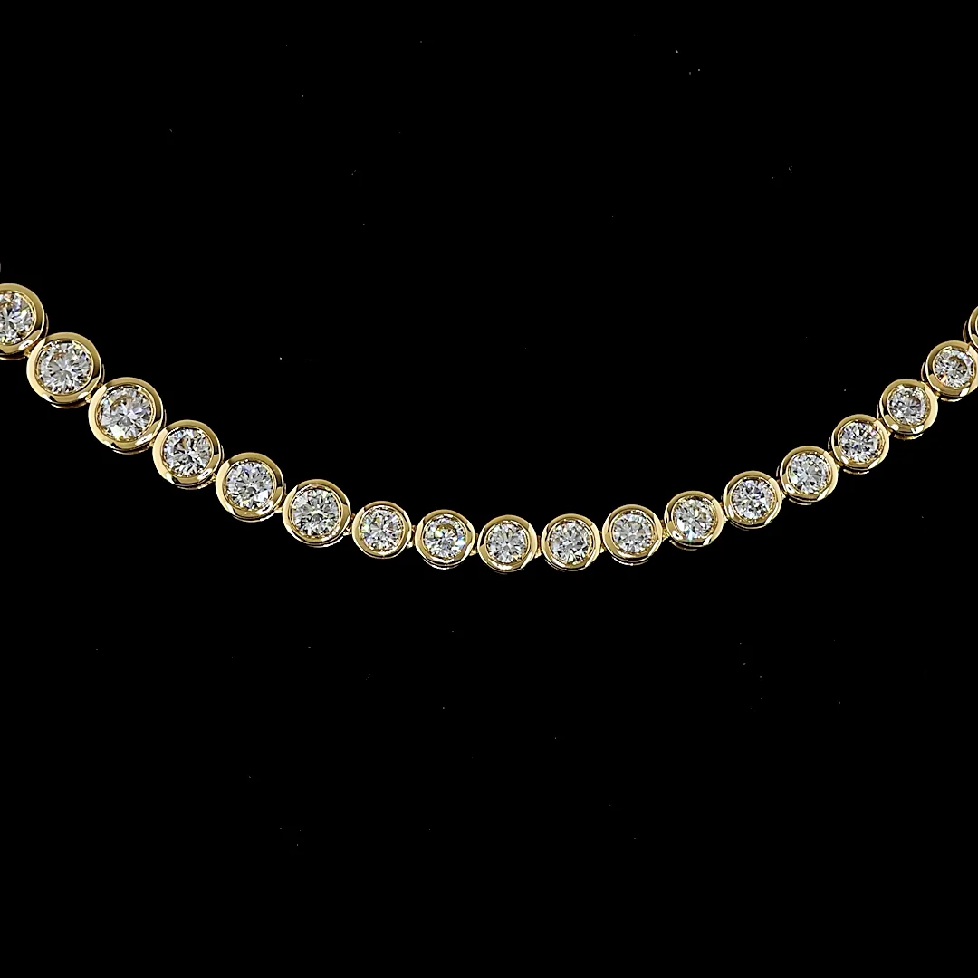 10.44 Cts 18k Yellow Gold Round Shape Riviera Necklace - Image 3