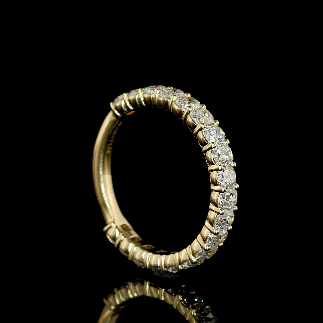 1.54 Cts 14k Yellow Gold Antique Cushion Shape 3/4 Band Eternity Band - Image 2