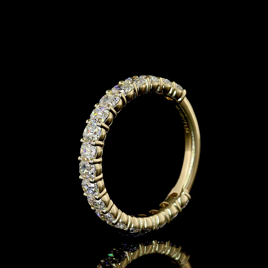 1.54 Cts 14k Yellow Gold Antique Cushion Shape 3/4 Band Eternity Band - Image 4