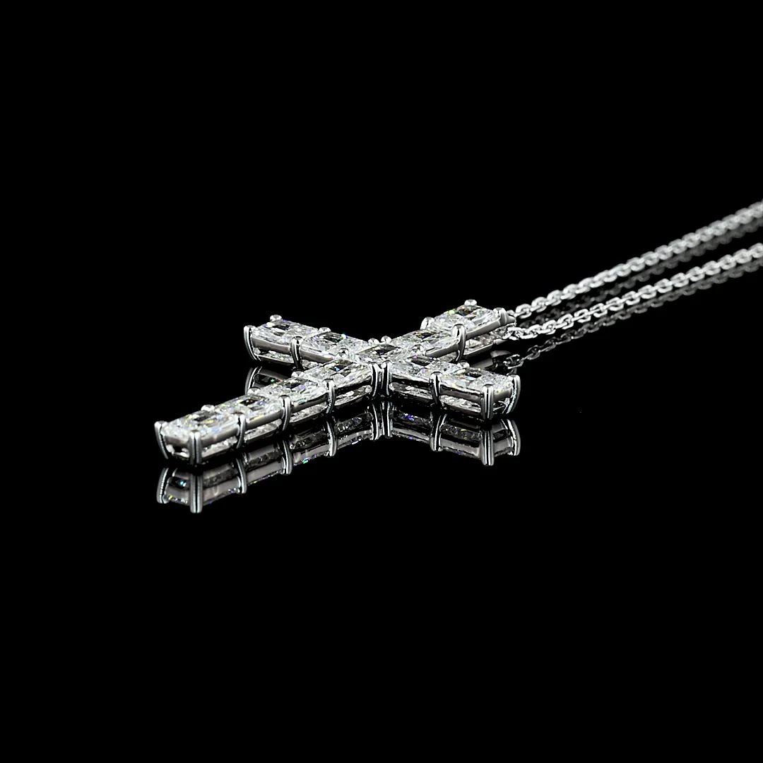 2.35 Cts 14k White Gold Radiant Shape Symbol Pendant - Image 4