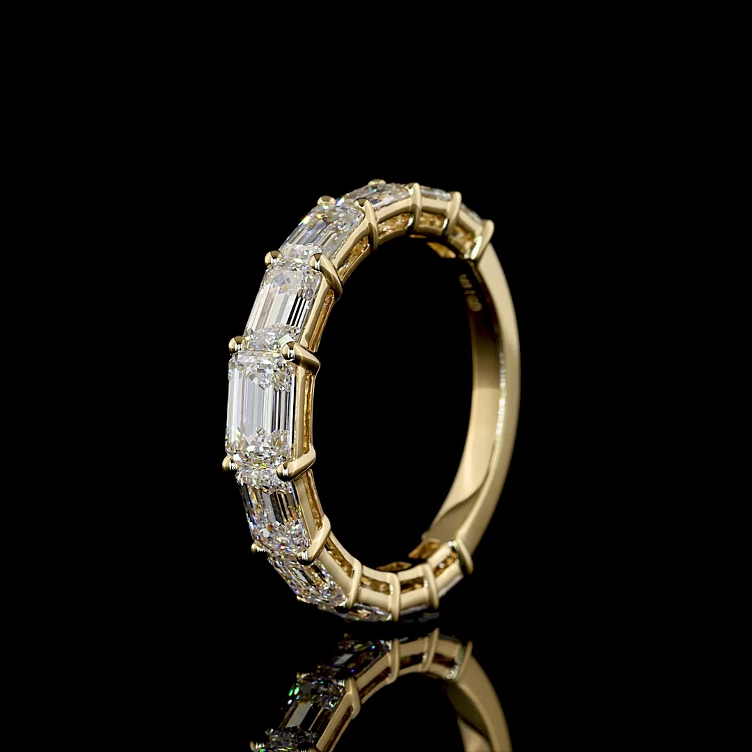 2.02 Cts 14k Yellow Gold Emerald Shape 3/4 Band Eternity Band - Image 4