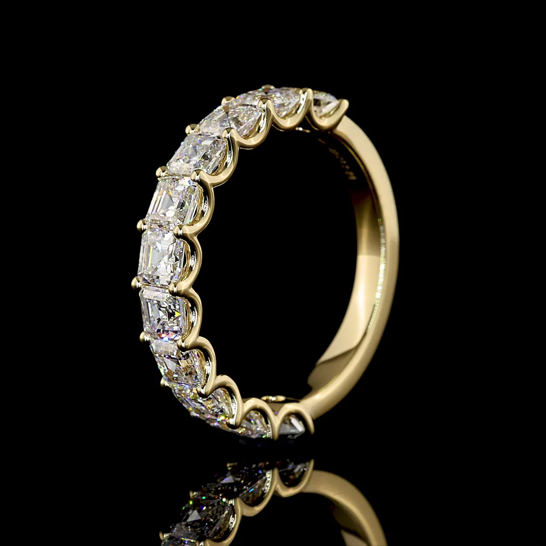 2.2 Cts 14k Yellow Gold Asscher Shape Half Eternity Eternity Band - Image 2