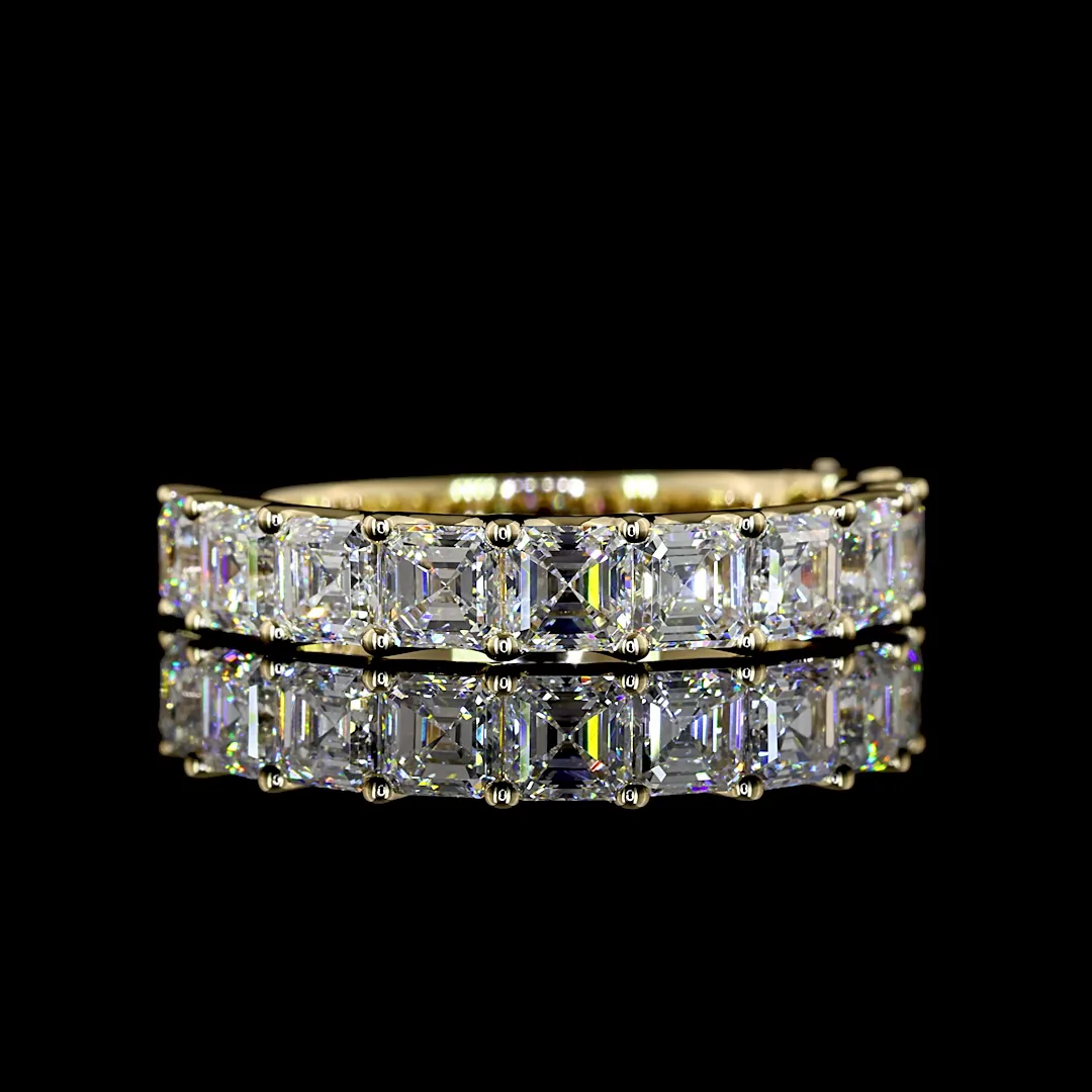 2.2 Cts 14k Yellow Gold Asscher Shape Half Eternity Eternity Band - Video