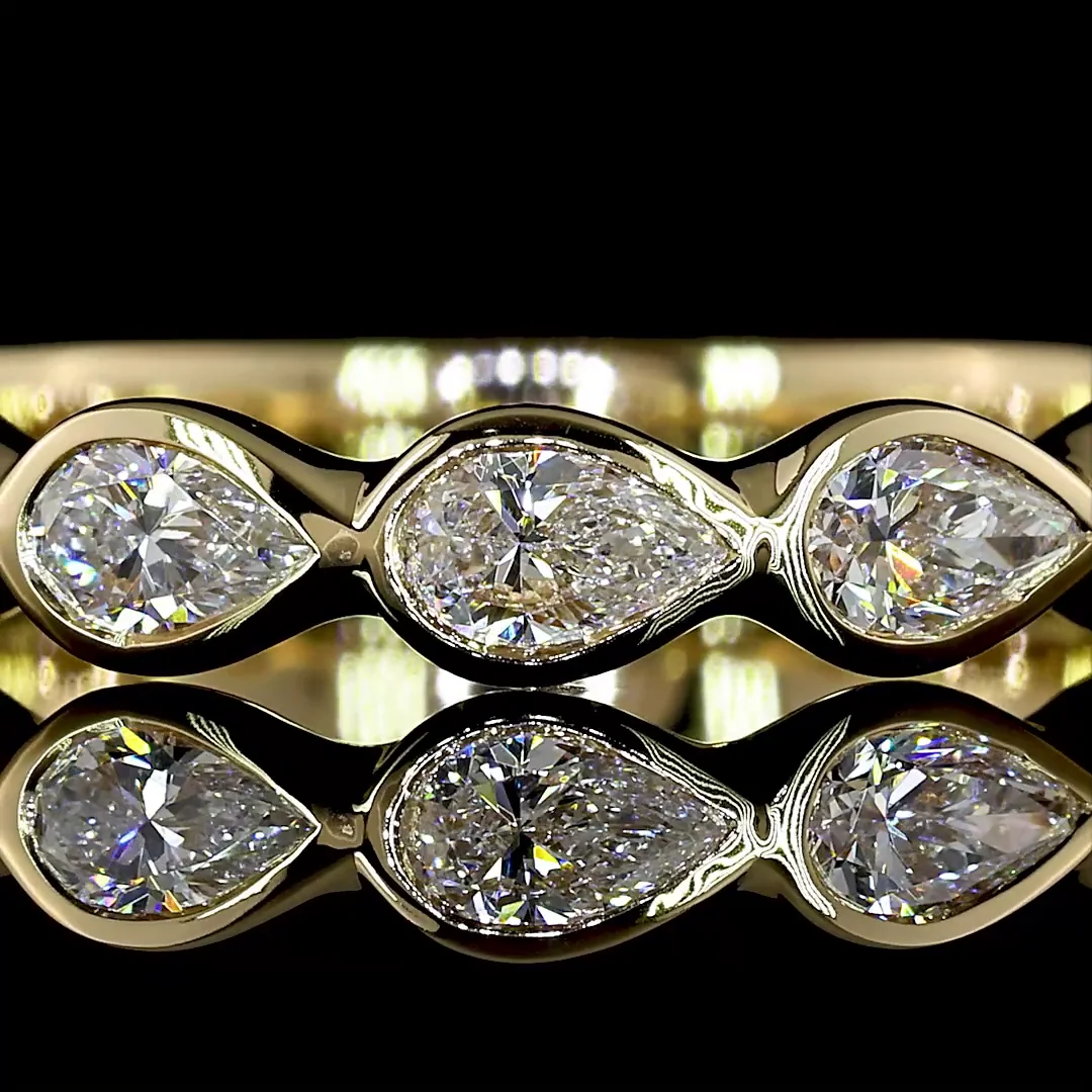 0.87 Cts 14k Yellow Gold Pear Shape 3/4 Band Eternity Band - Image 3