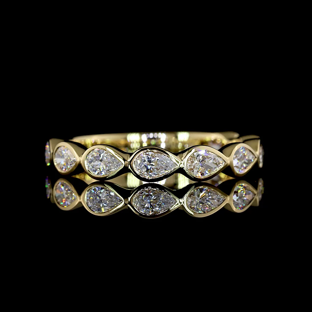 0.87 Cts 14k Yellow Gold Pear Shape 3/4 Band Eternity Band - Video