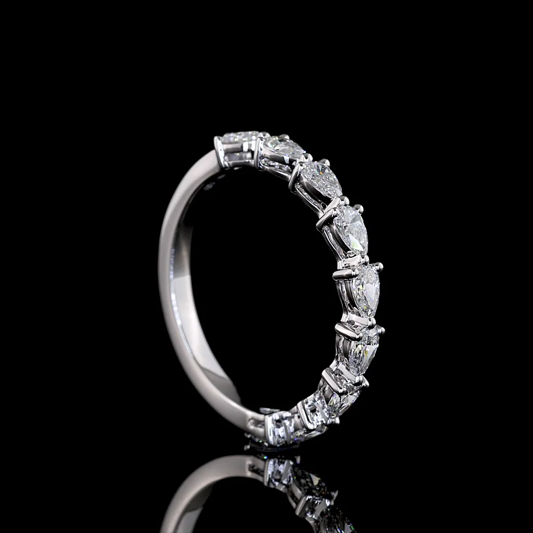 0.83 Cts 14k White Gold Pear Shape Half Eternity Eternity Band - Image 2