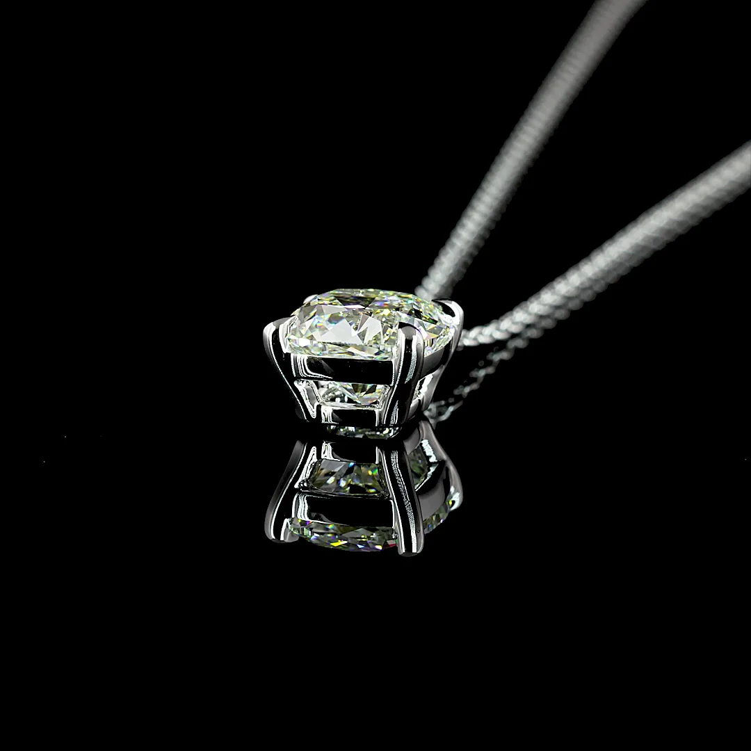 1.54 Cts 14k White Gold Square Cushion Brilliant Shape Solitaire Pendant - Image 4