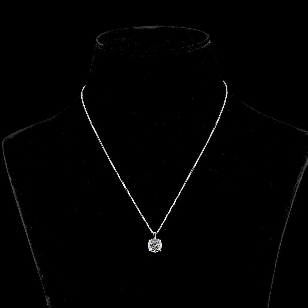 2.67 Cts 14k White Gold Round Shape Solitaire Pendant - Video