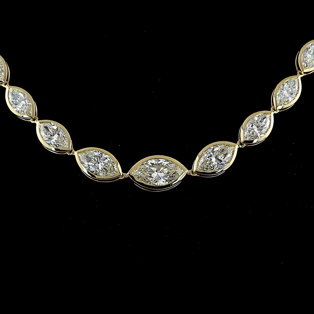 17.58 Cts 14k Yellow Gold Marquise Shape Riviera Necklace - Image 3