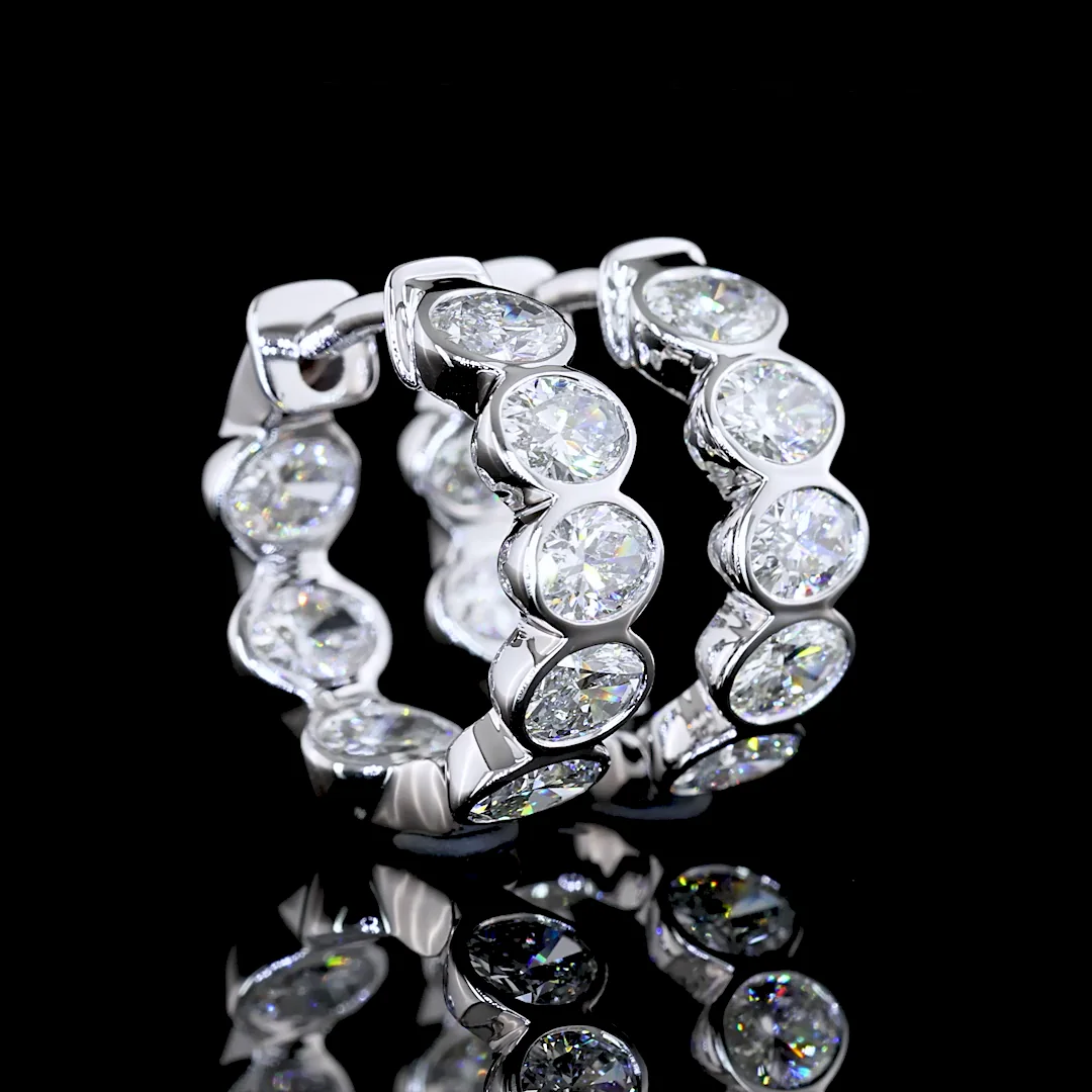 1.93 Cts 14k White Gold Oval Shape Huggies Earring - Video
