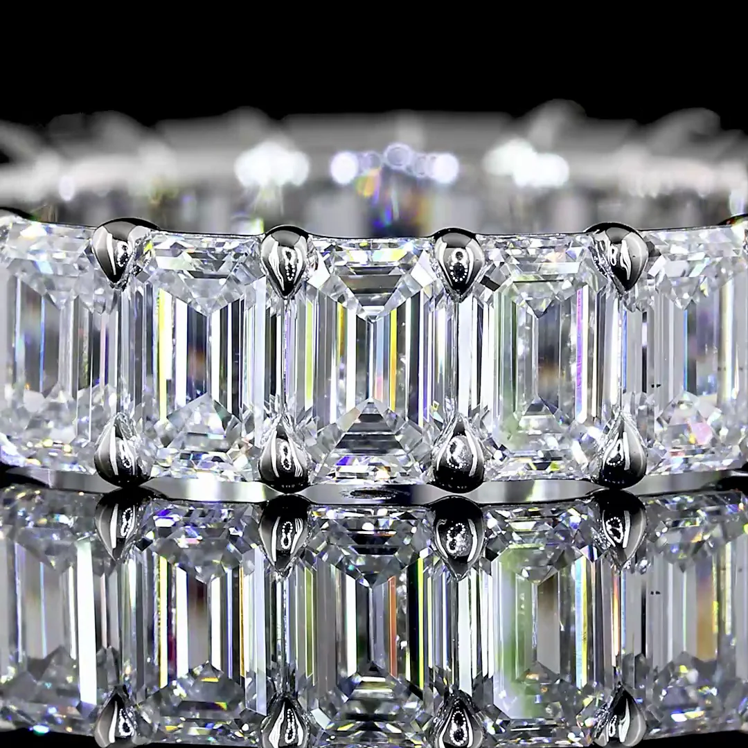 4.73 Cts Platinum Emerald Shape Eternity Band Eternity Band - Image 3