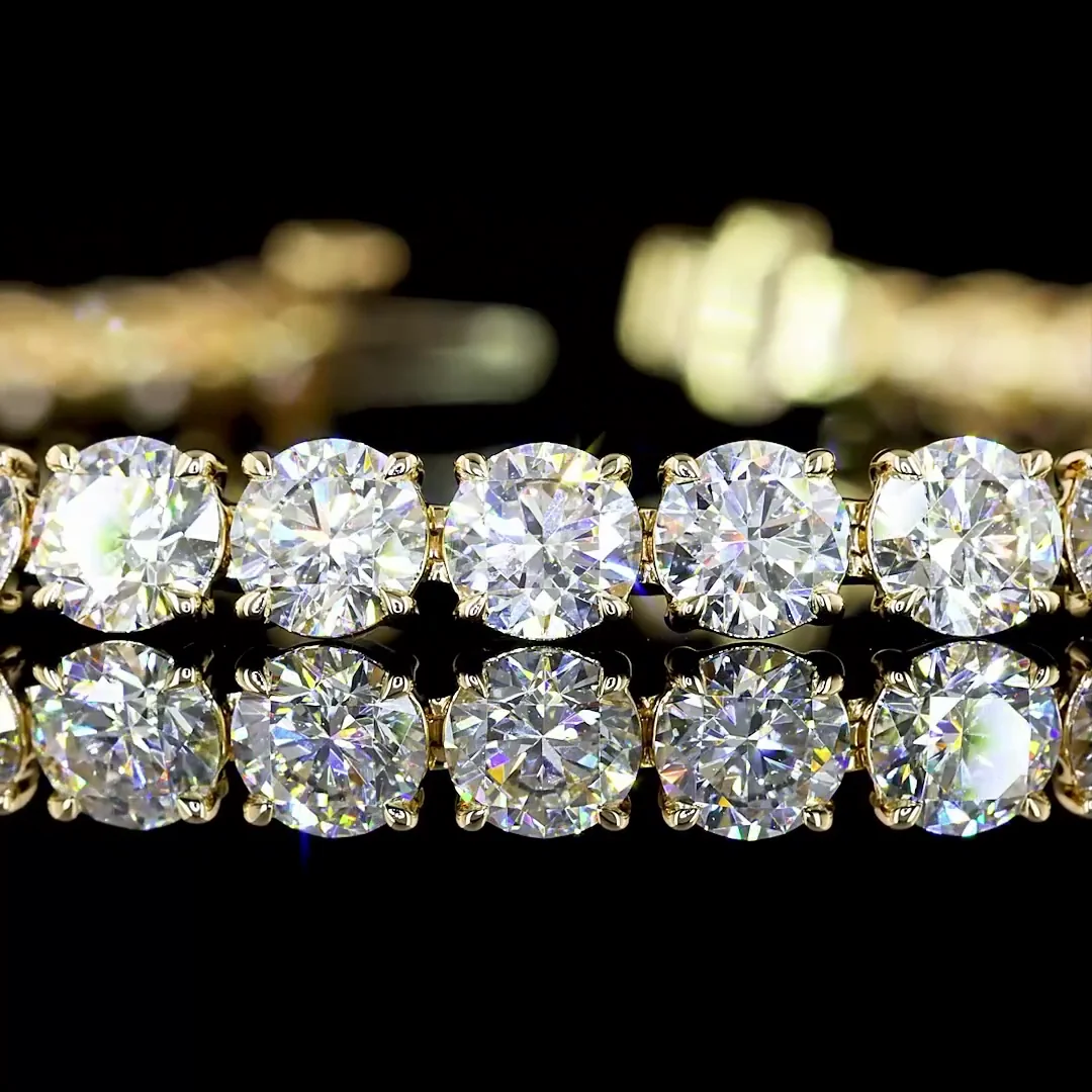 12.77 Cts 14k Yellow Gold Round Shape Tennis Bracelet - Image 2