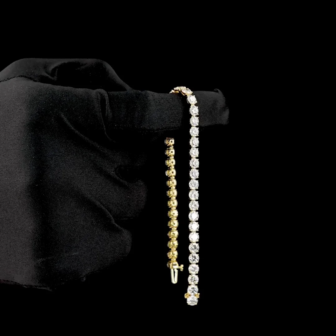 12.77 Cts 14k Yellow Gold Round Shape Tennis Bracelet - Image 3