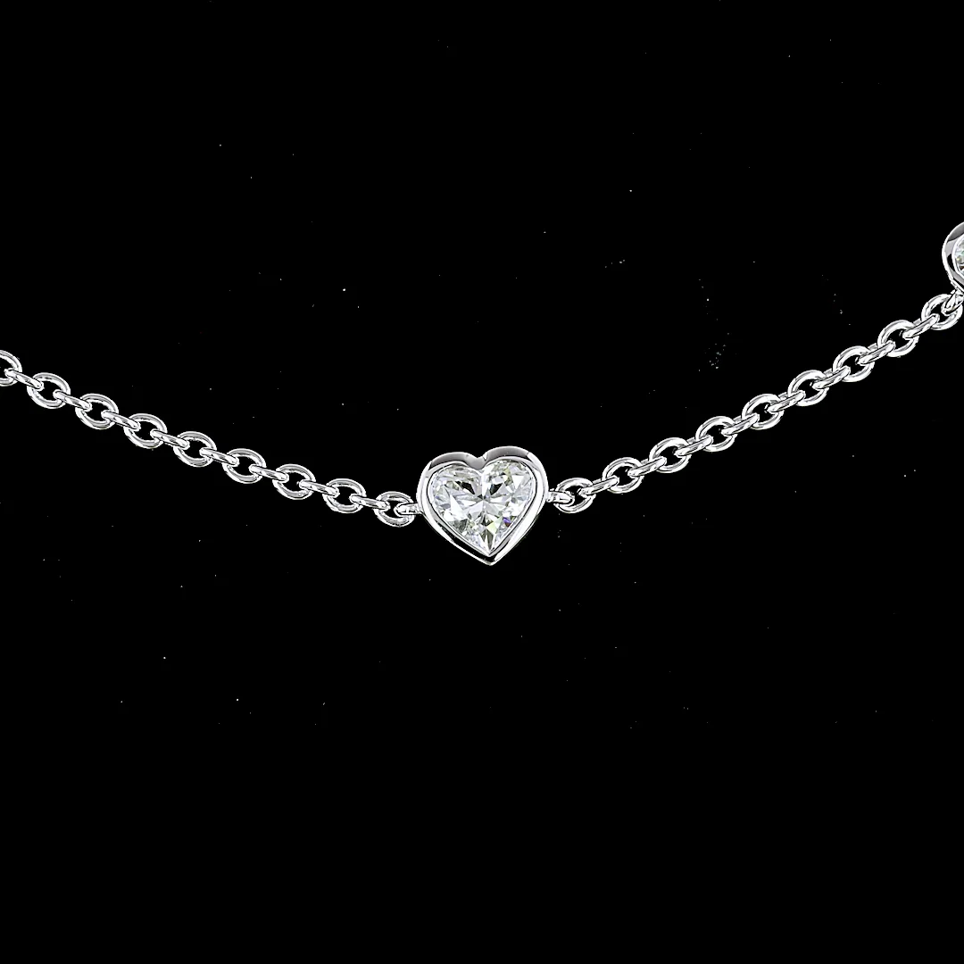 3.15 Cts 14k White Gold Heart Shape Station Necklace - Image 3