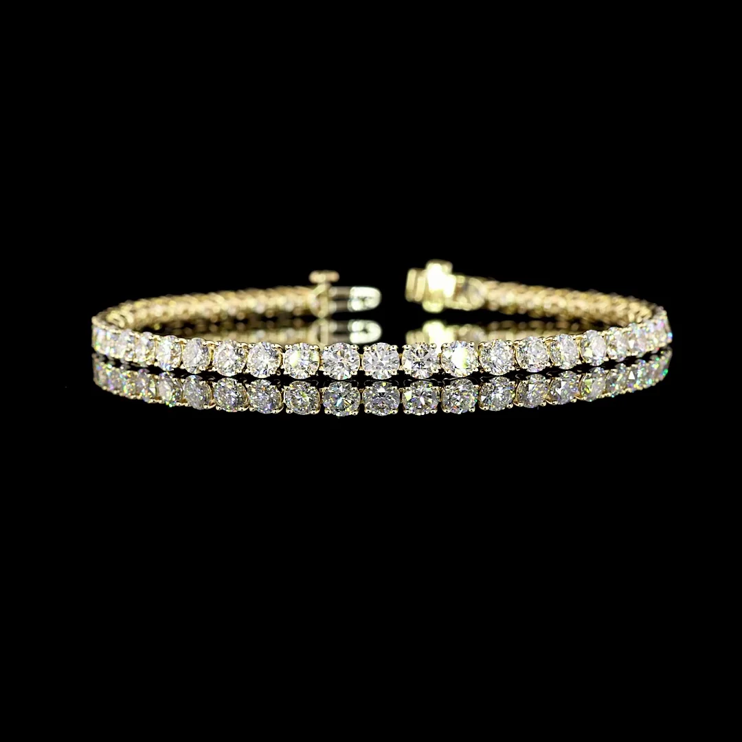 8.82 Cts 14k Yellow Gold Round Shape Tennis Bracelet - Video