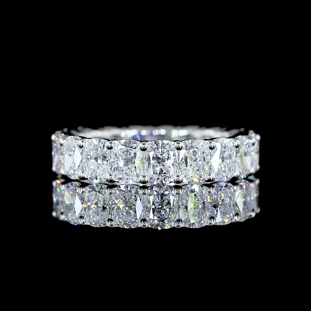 3.72 Cts 14k White Gold Cushion Brilliant Shape Eternity Band Eternity Band - Video