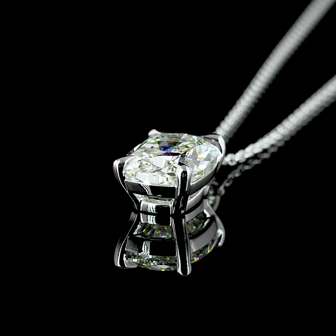 2.79 Cts 14k White Gold Cushion Brilliant Shape Solitaire Pendant - Image 4