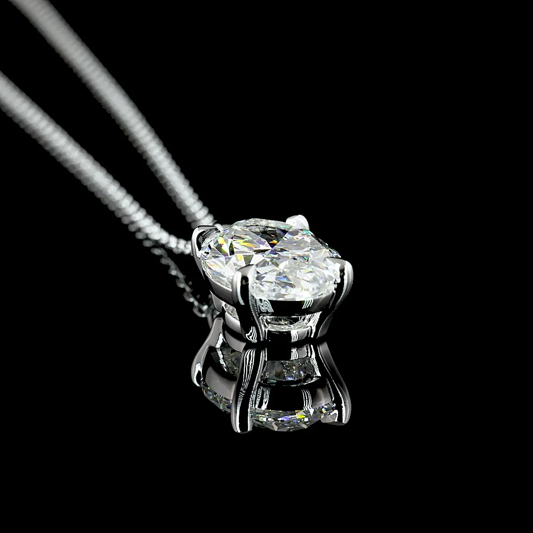 3.15 Cts 14k White Gold Oval Shape Solitaire Pendant - Image 2