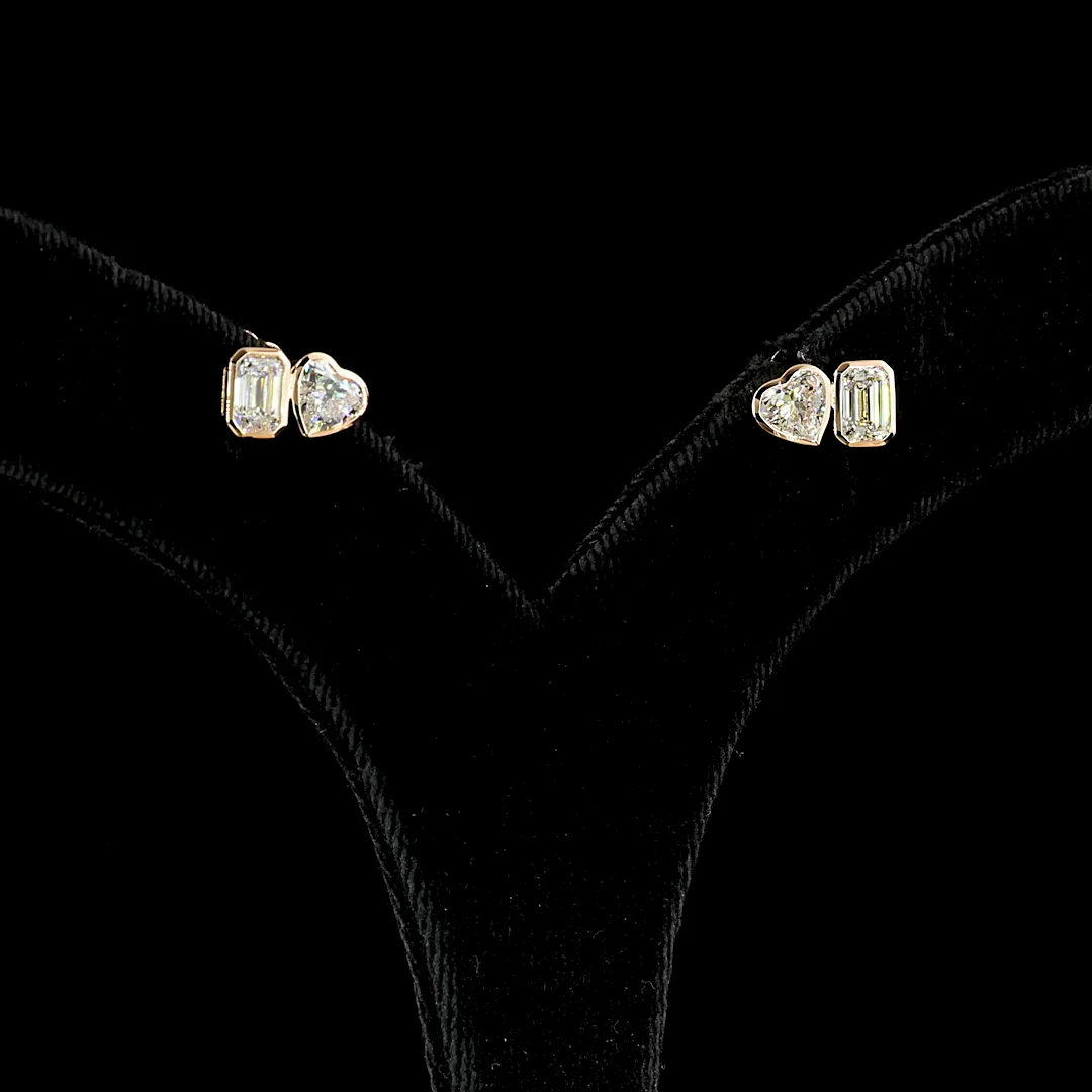 1.84 Cts 14k Rose Gold Mix Shape Studs Earring - Video