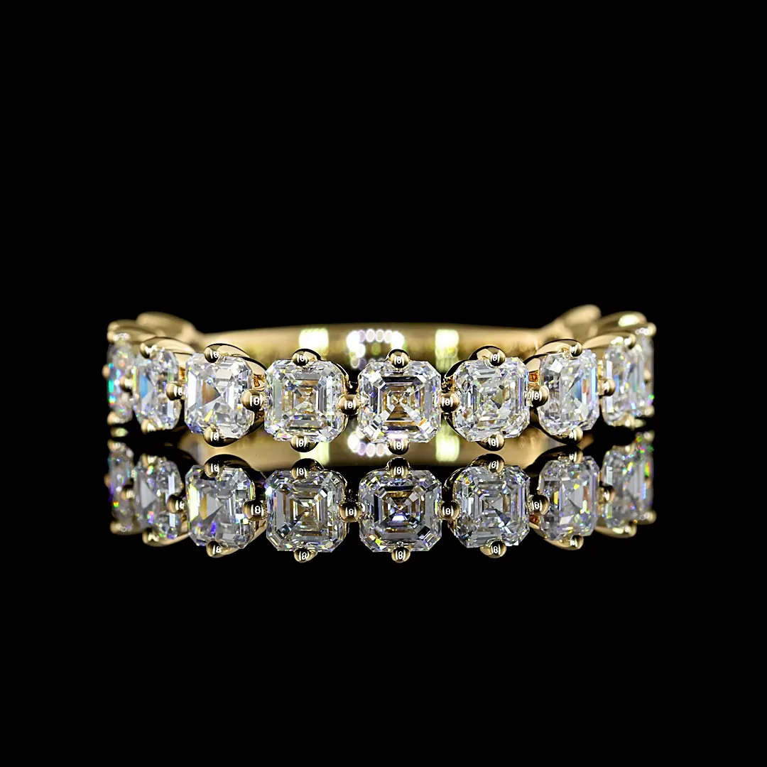 1.97 Cts 14k Yellow Gold Asscher Shape 3/4 Band Eternity Band - Video