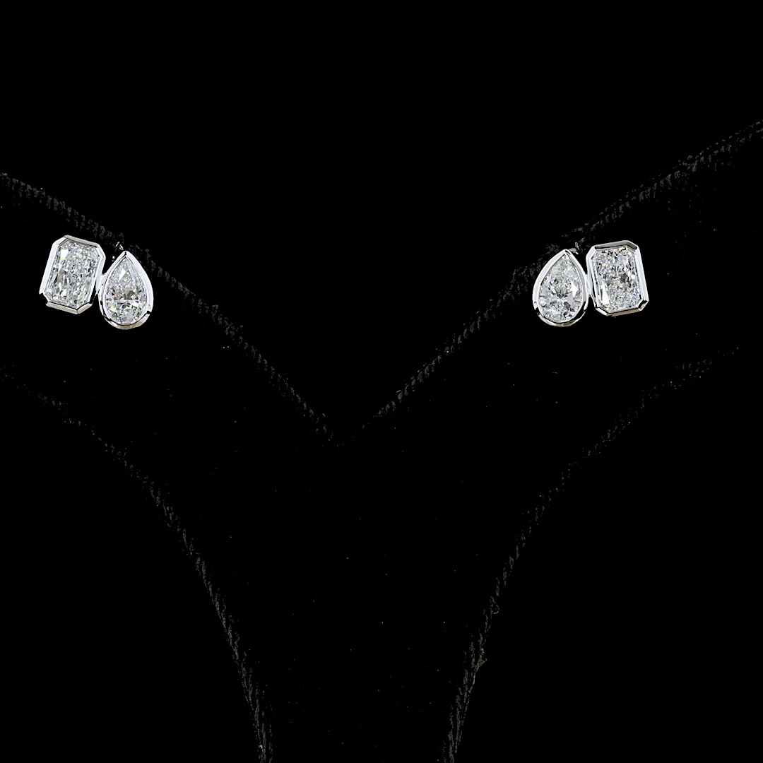 1.7 Cts 14k White Gold Mix Shape Studs Earring - Image 3
